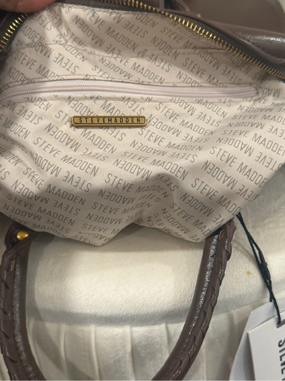 Steve Madden Chocolate Brown Satchel with Gold Hardware